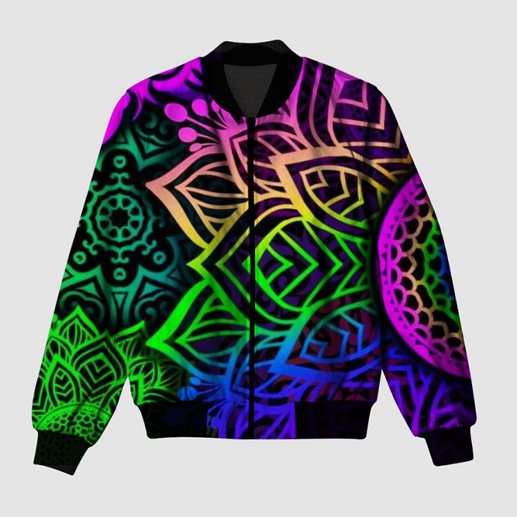 Radiant Mandala Dreams Bomber Jacket