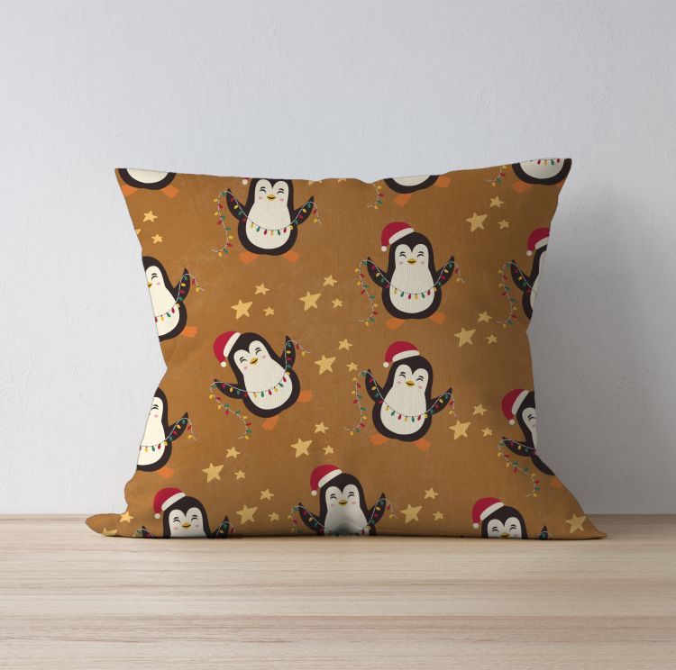 Merry Penguin Party Cushion Cover