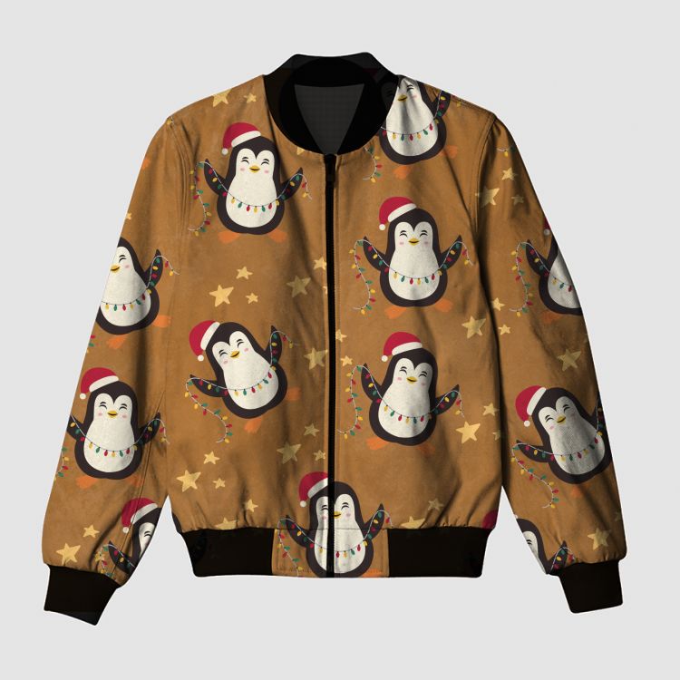 Merry Penguin Party Bomber Jacket