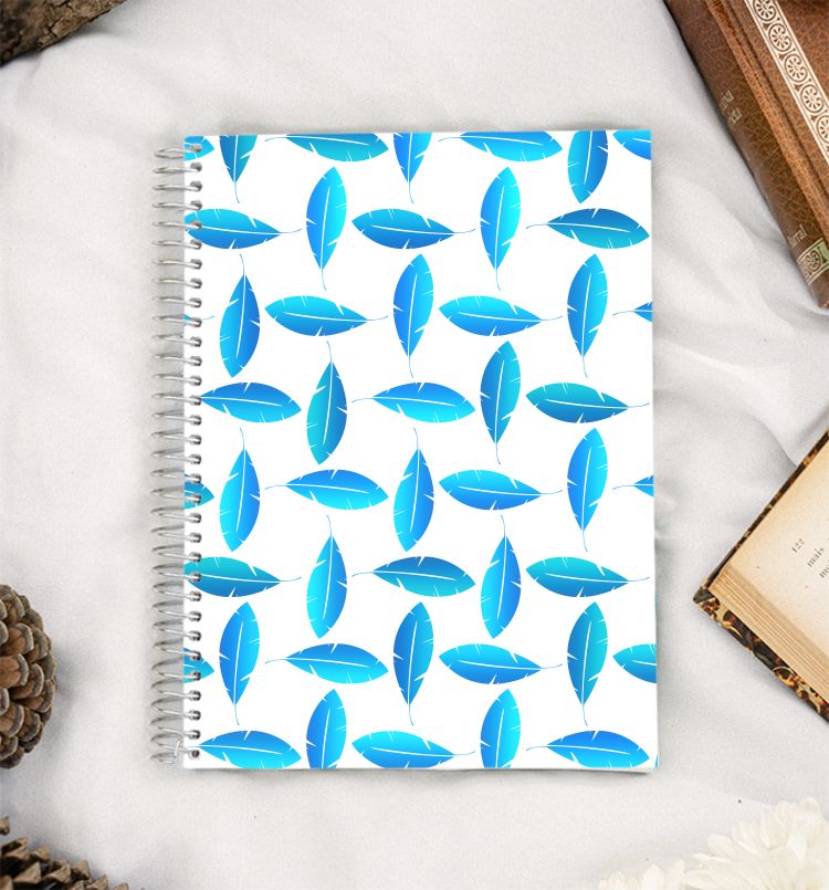 Classic and elegant Blue Feather Pattern  A5 Notebook