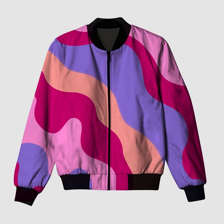 Berry wave pattern Bomber Jacket