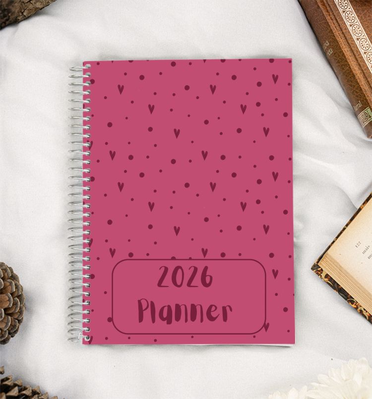 Pink hearts 2026 planner 