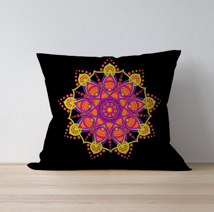 Black mandala pillow  Cushion Cover