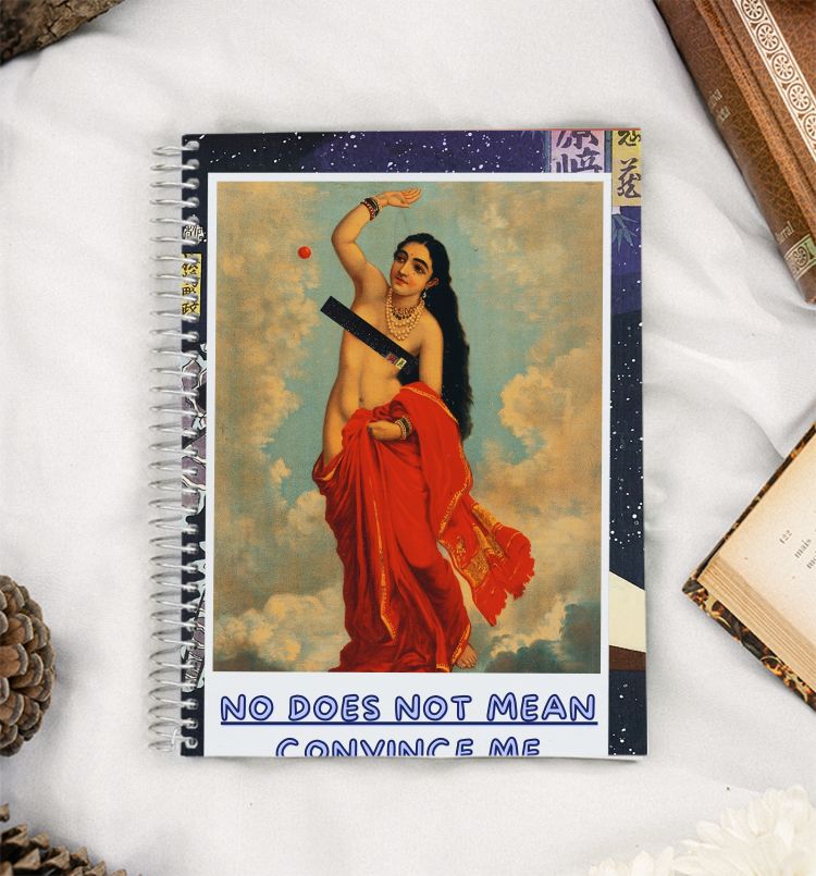 Consent no means no feminist vintage painting A5 Notebook