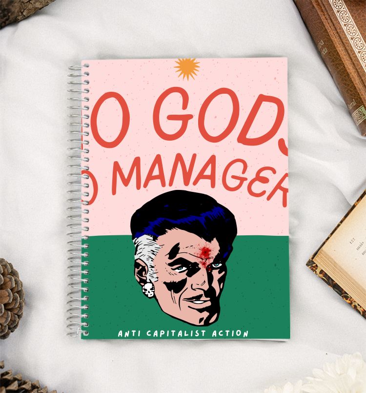 No gods no managers anarchy communism aesthetic A5 Notebook