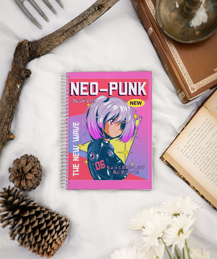 Neo Punk Anime Girl - A5 Notebook - Frankly Wearing Neo Punk Anime Girl - A5 Notebook - Frankly Wearing
