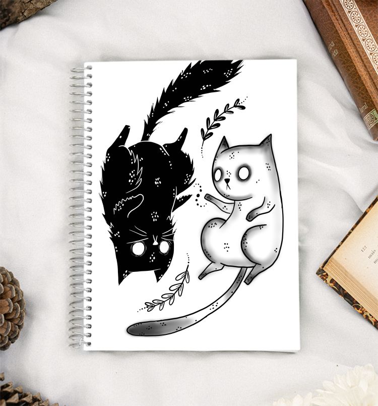 Yin and Yang cats A5 Notebook
