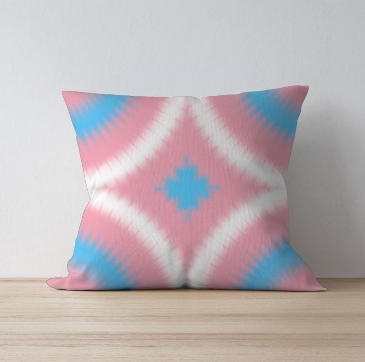trans pride flag 💙💗🤍💗💙 Cushion Cover