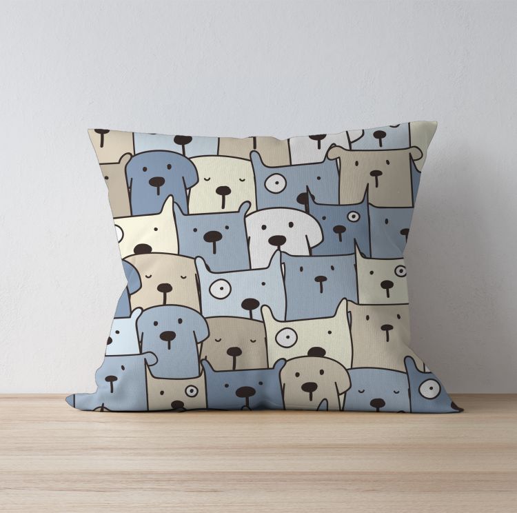 Doodle Happy dog illustration Cushion Cover