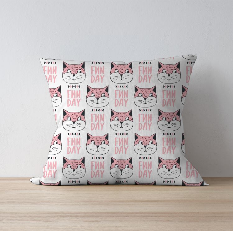 Cat doodle fun day  Cushion Cover