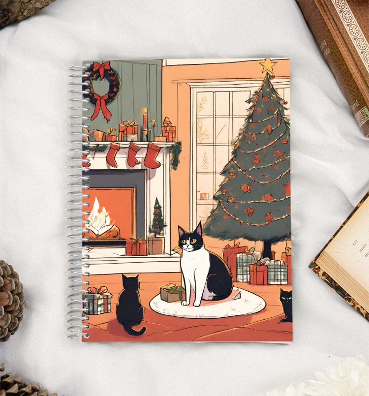 Christmas with my cats A5 Notebook