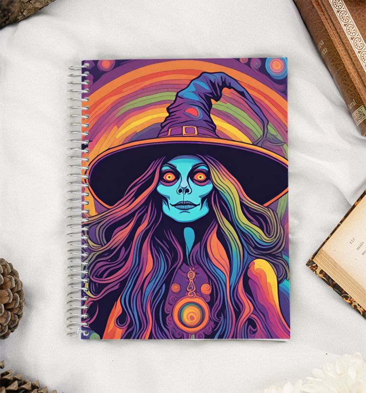 Psychedelic halloween witch A5 Notebook