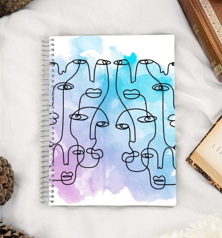 watercolour faces - abstract A5 Notebook