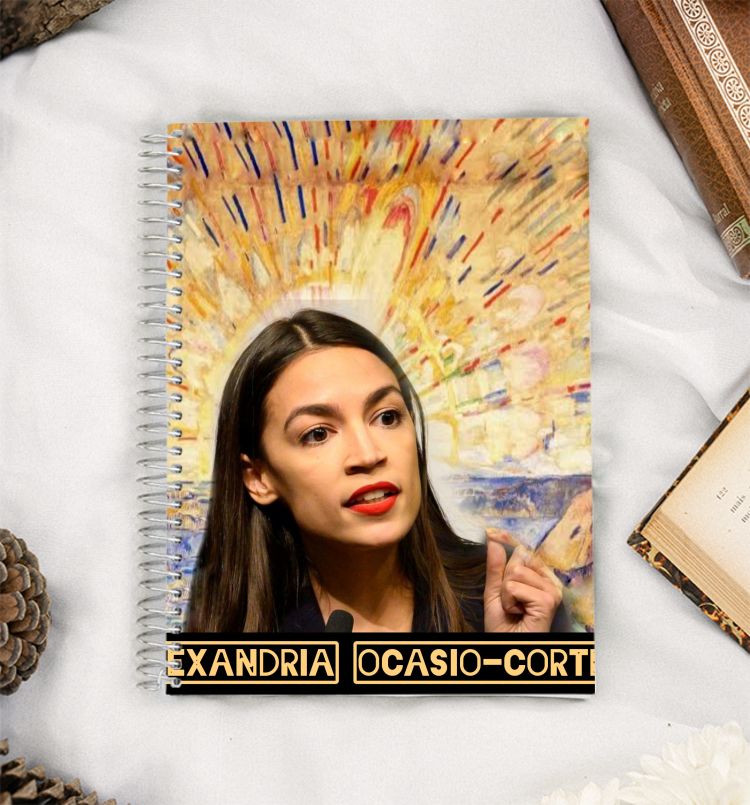 Alexandria Ocasio-Cortez (AOC) X The Sun by Edvard Munch A5 Notebook