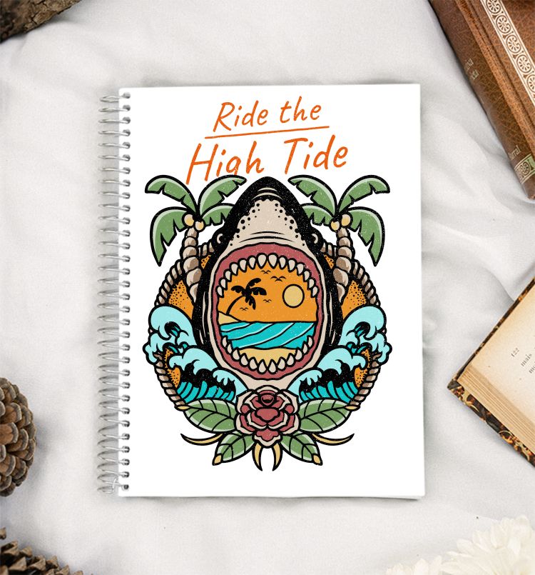 Ride the High Tide Tshirt A5 Notebook