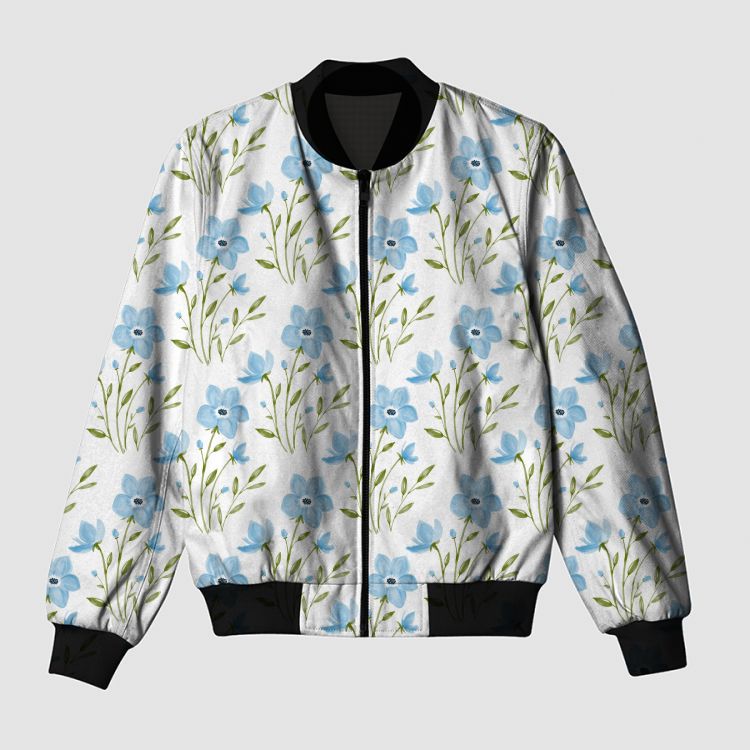 Blue Flower Bomber Jacket