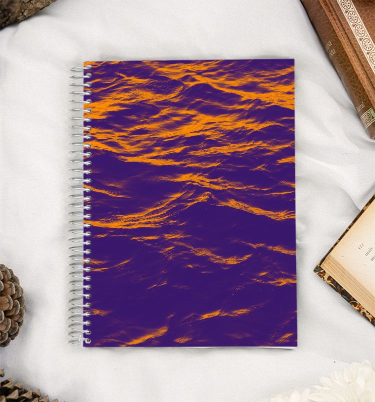 Abstract purple yellow wave texture.  A5 Notebook