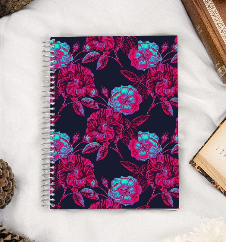 Vintage dark flower pattern  A5 Notebook
