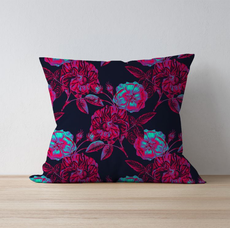 Vintage dark flower pattern  Cushion Cover