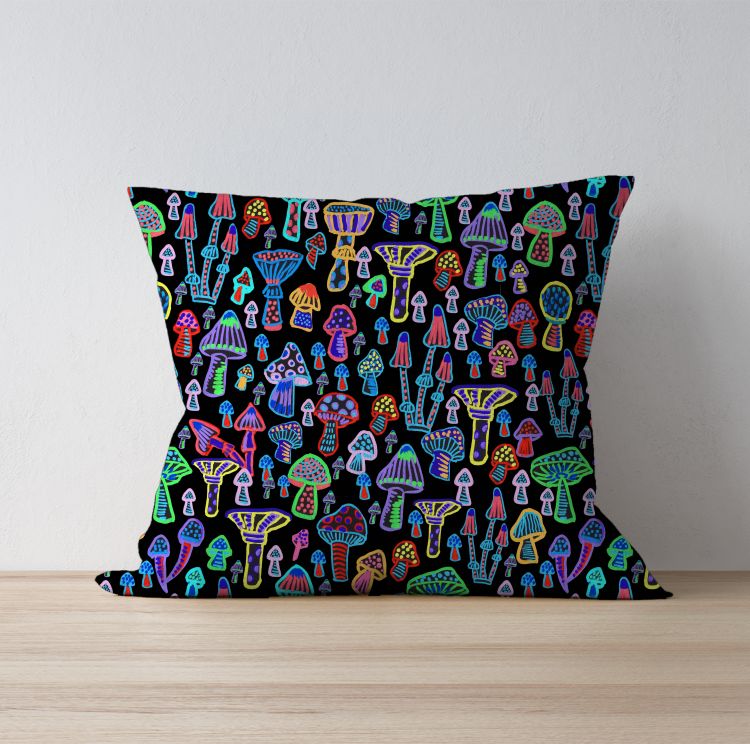 Pop Techno Mushrooms Cushion Cover