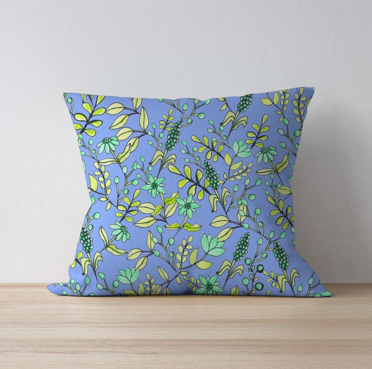 Minty Powder blu floral jacket Cushion Cover