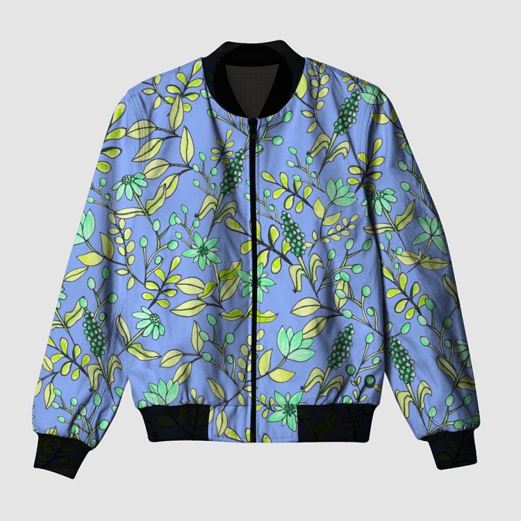 Minty Powder blu floral jacket Bomber Jacket