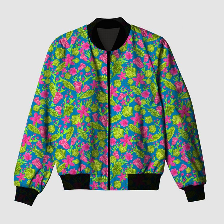 Enchanting  Floral Pattern Bomber Jacket