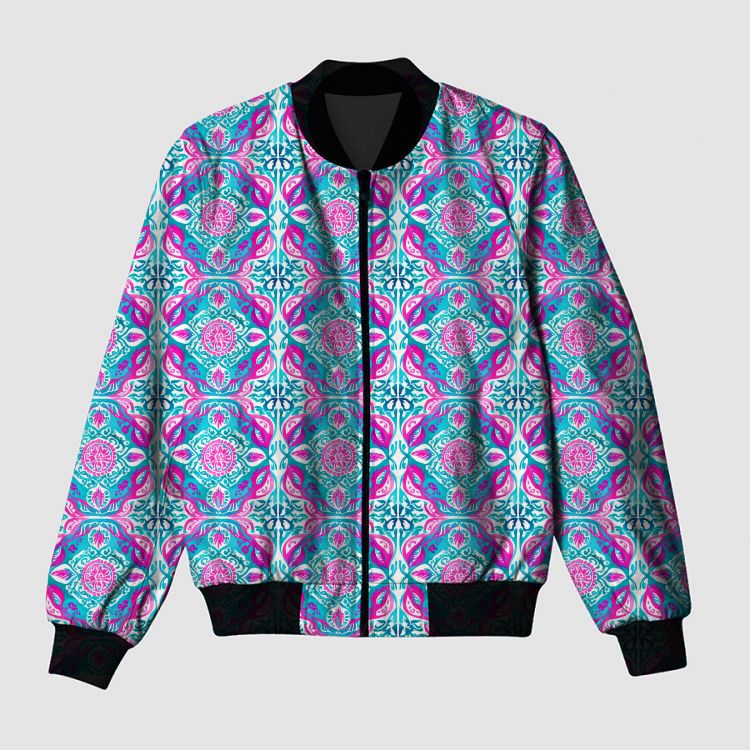 Talavera Pink Tiles Bomber Jacket