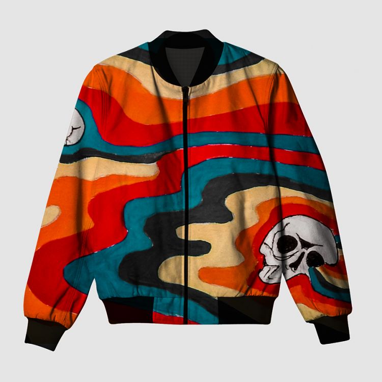 Liquid Skull print  Bomber Jacket