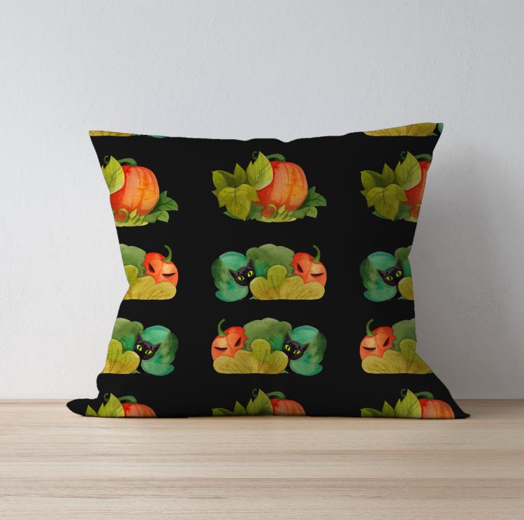 Whimsical Halloween Black Cat  Cushion Cover