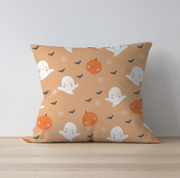 cute halloween boo and pumpkin Cushion Cover