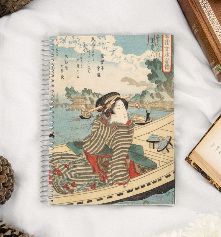 Woman in Boat on Sumida River  A5 Notebook