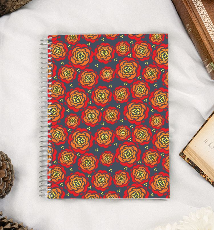 Red flowers seamless print A5 Notebook