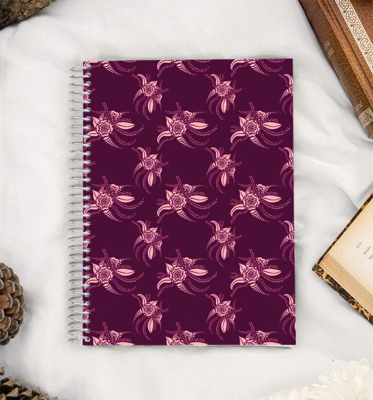 beautiful pink roses with purple background A5 Notebook