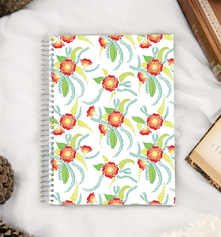 red flowers seamless print A5 Notebook