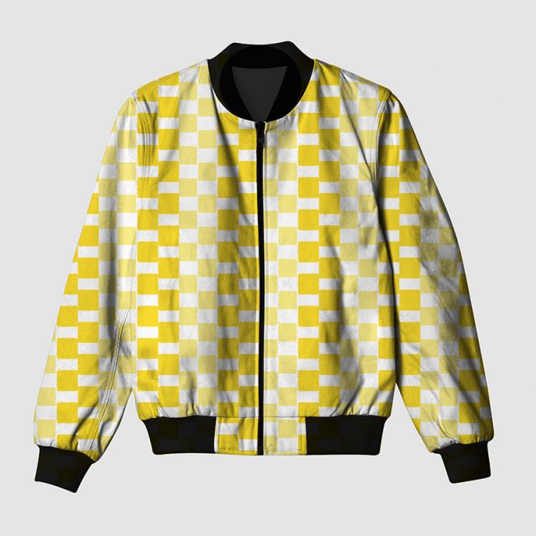 yellow weave seamless print Bomber Jacket