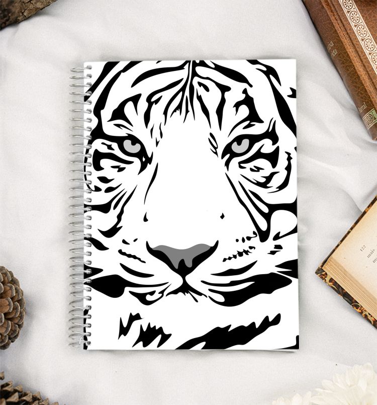 White Tiger Face Tattoo A5 Notebook