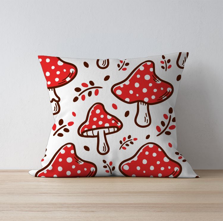 Mushroom doodle illustration Cushion Cover