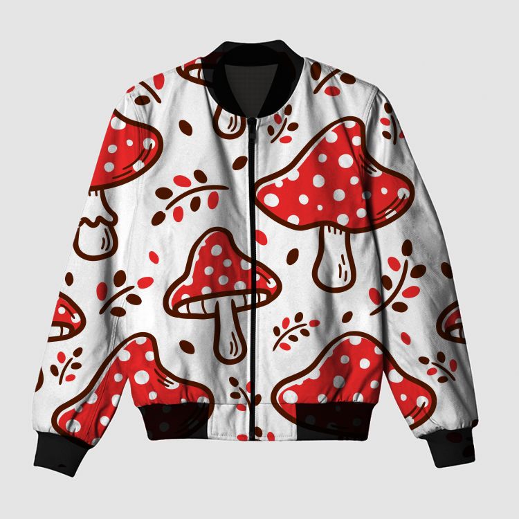 Mushroom doodle illustration Bomber Jacket