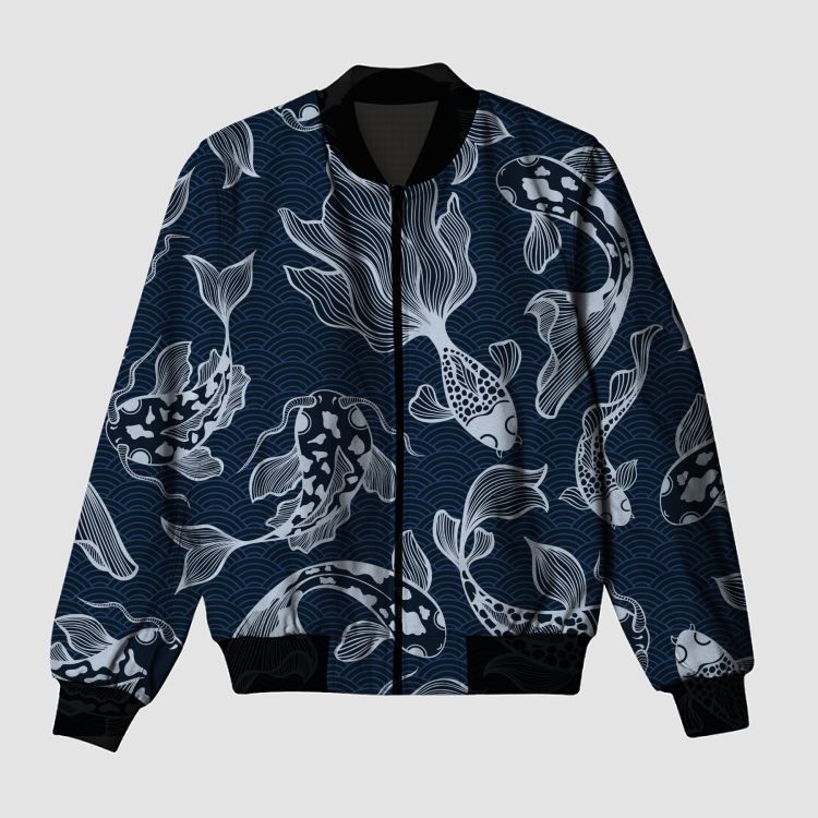 Japanese Koi Fish Seamless  Bomber Jacket