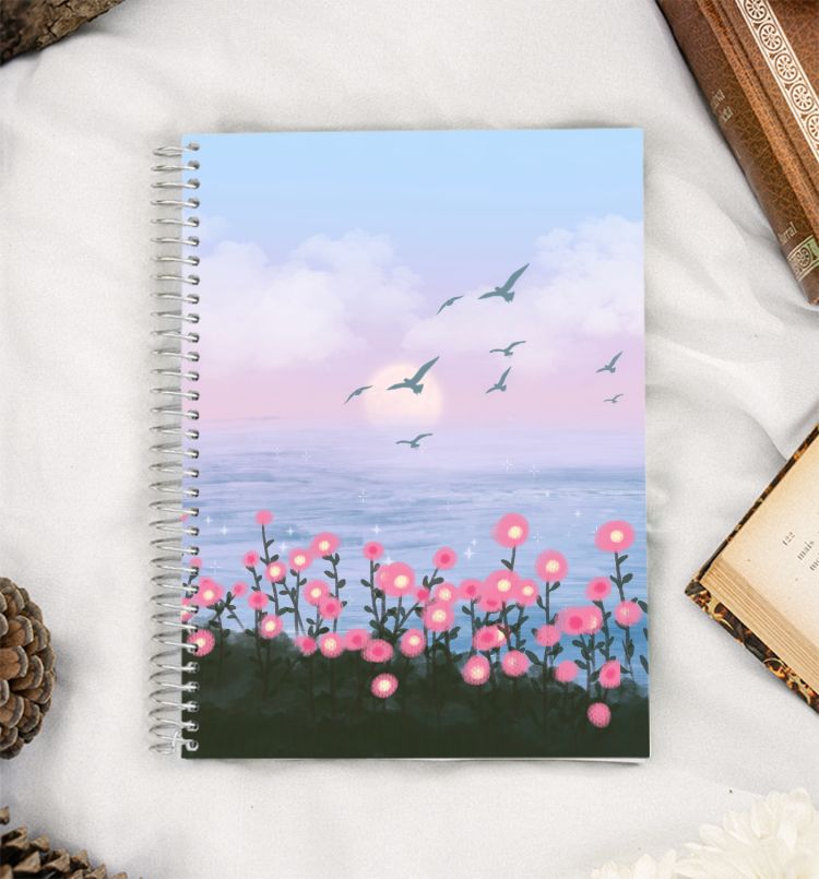 Landscape Flowers Illustrator A5 Notebook