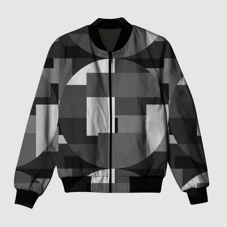 Black and White Abstract Bomber Jacket