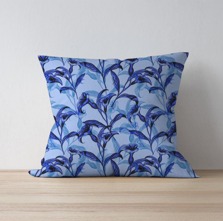 Lilly Florals in Blues Cushion Cover