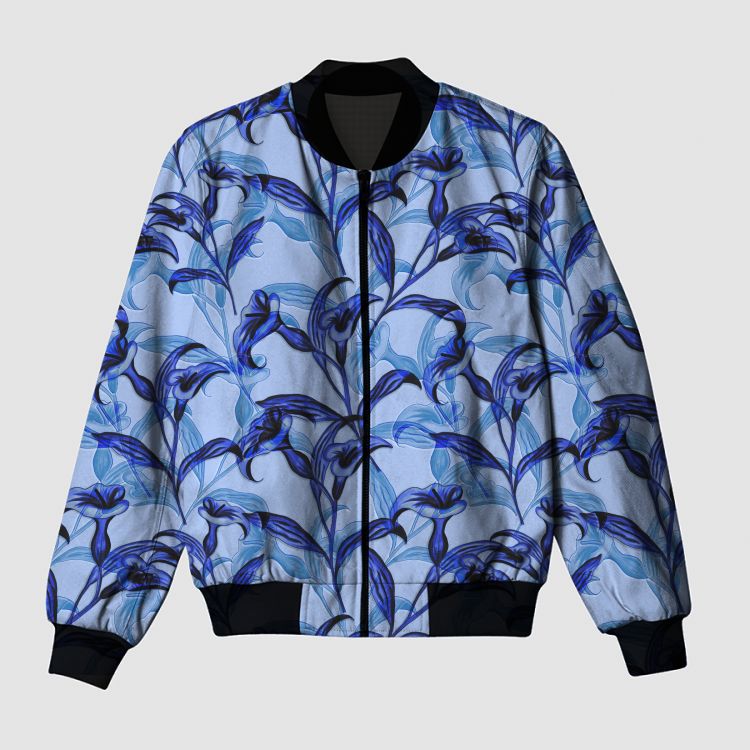 Lilly Florals in Blues Bomber Jacket