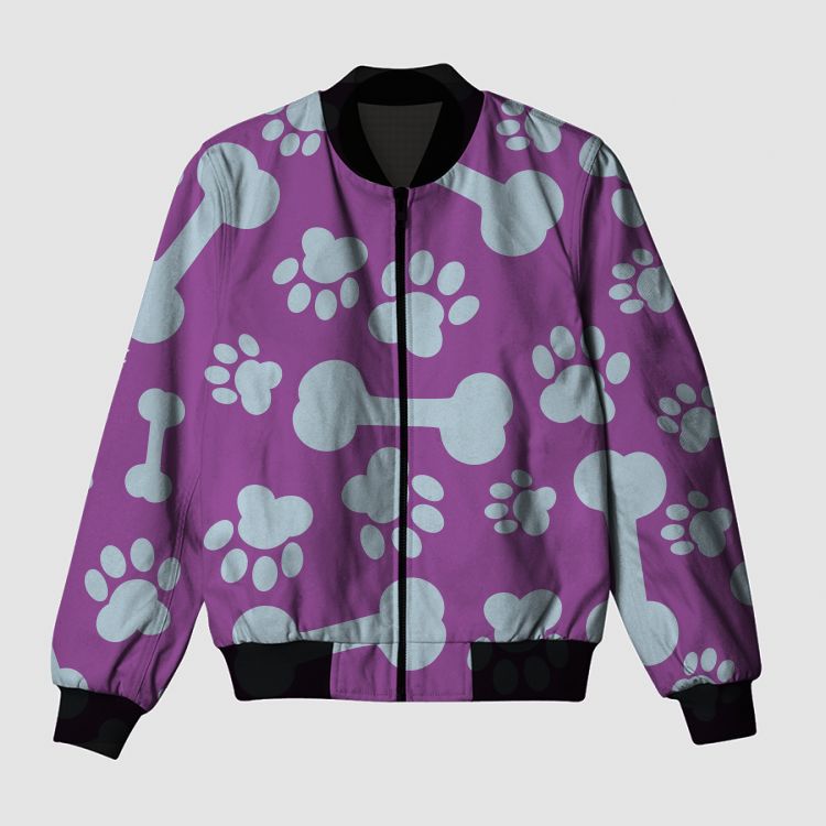 Cool Paw Pattern Bomber Jacket