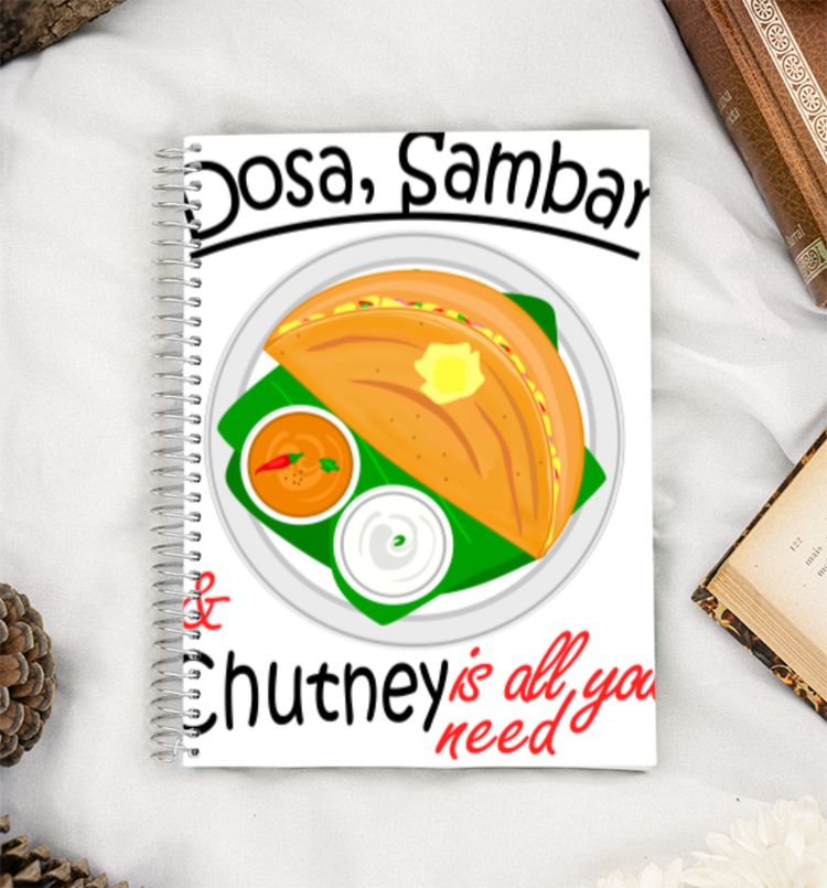 Asia South Indian Vegan Dosa Sambar & Chutney  A5 Notebook