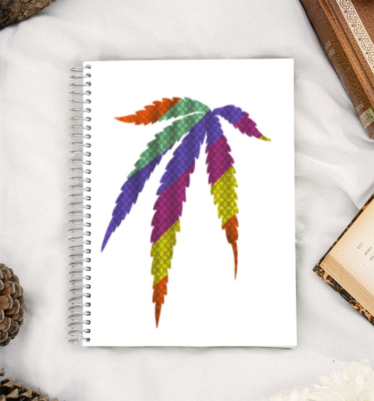 Colourful trippy leaf A5 Notebook