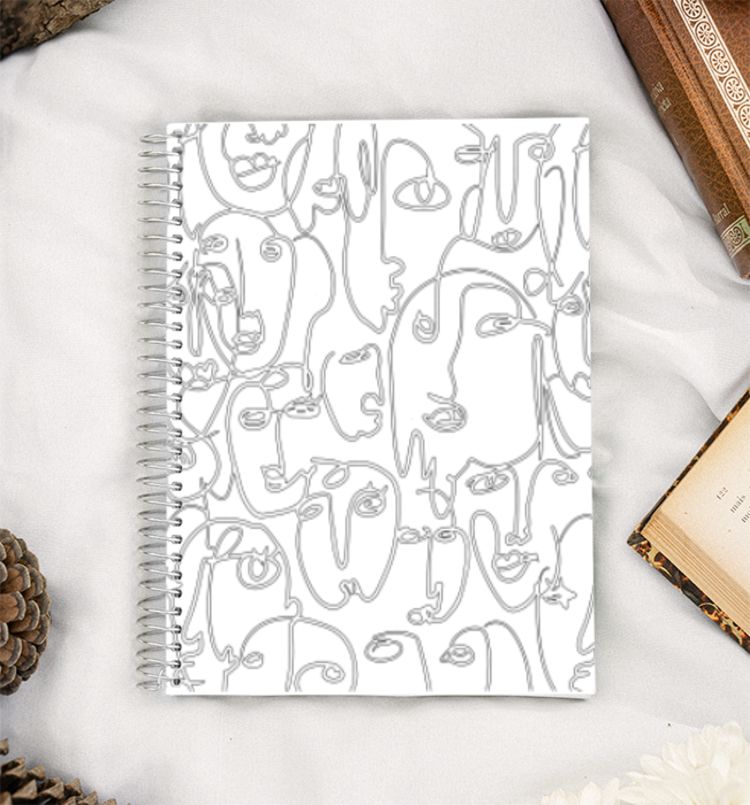 Abstract faces line art A5 Notebook