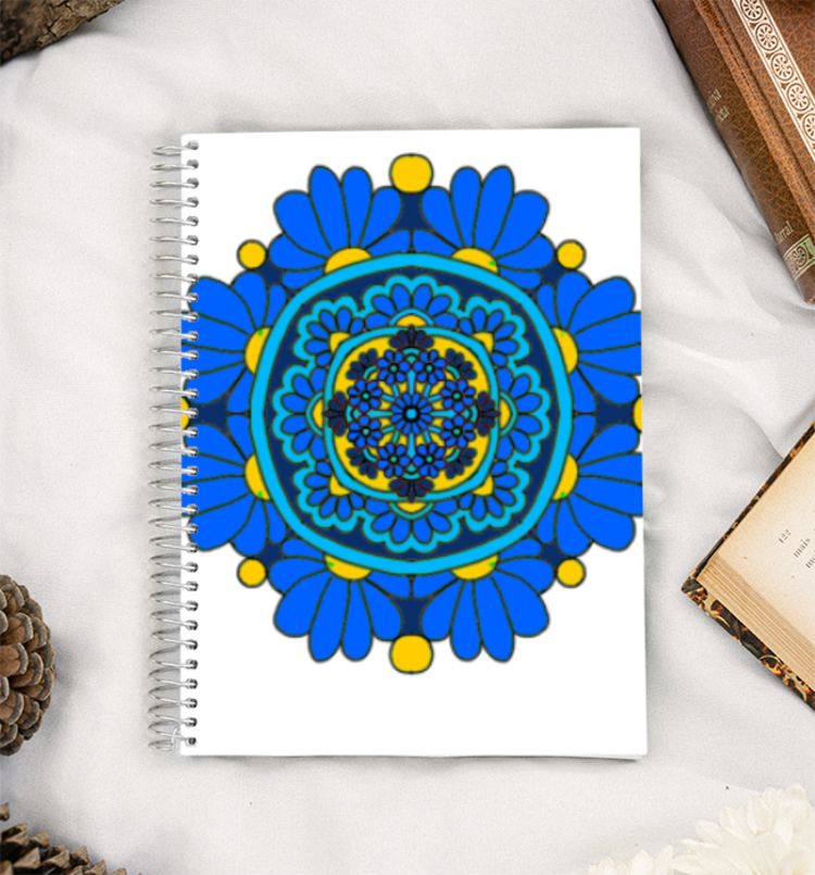 Blue mandala flower A5 Notebook