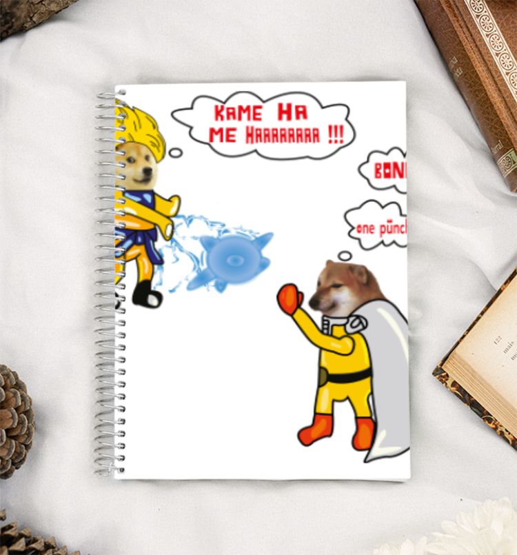Meme Dog Goku vs Saitama A5 Notebook